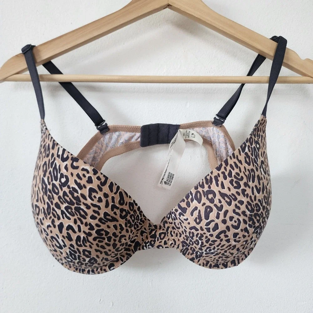 Y2K Victorias Secret PINK Brown Bra Animal Print 38C Underwire Padded